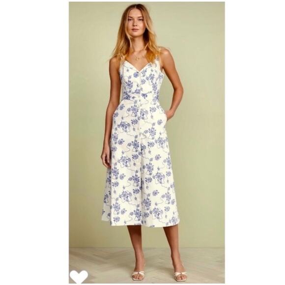 Equipment Revolve Oleisa Natural White Blue Floal Dress Size 4 Like New - Picture 2 of 11